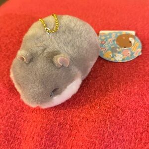 NWT amuse gray white hamster plush keychain